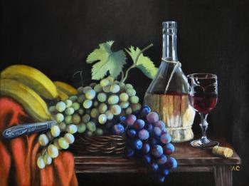 Still life with grapes and Chianti. Soloviev Leonid