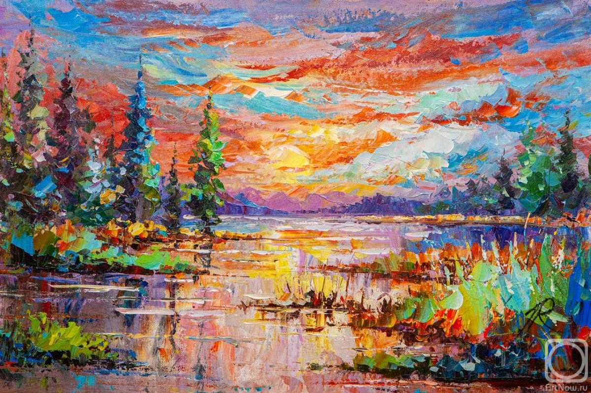 Rodries Jose. A fiery sunset descended to the river