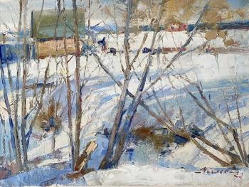 February Day (Rural Landscape Oil Painting). Chelyaev Vadim