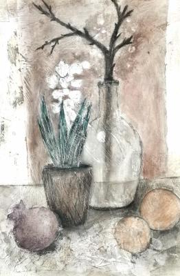Still life with hyacinth (A Branch With A Pomegranate). Sinyatkina Irina
