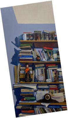 Bookshelves With the Stopped Clock (Painting With Clock). Monakhov Ruben