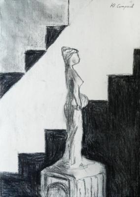 Sculpture of a woman and a staircase. Smirnov Yuriy