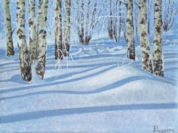 Sun in the snow (Winter Tree Painting). Tsygankov Alexander