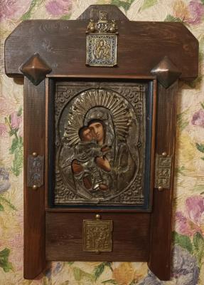 Home iconostasis with the icon of the Mother of God. Solovev Alexey