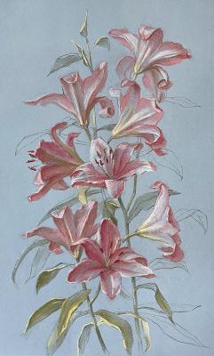 A bouquet of pink lilies.