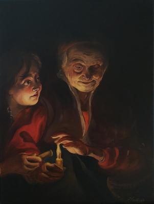Old Woman with a Candle (copy) (Woman With Child). Lutcher Elena