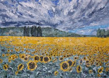 Sunflowers in Giverny (France). Lebedev Vladimir