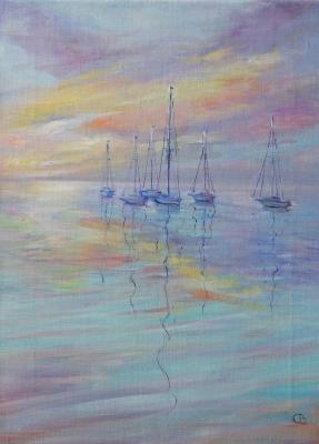 Morning. Yachts (Landscape Pastel). Razumova Svetlana