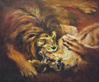 Kiss of a loving lion. Prokaeva Galina