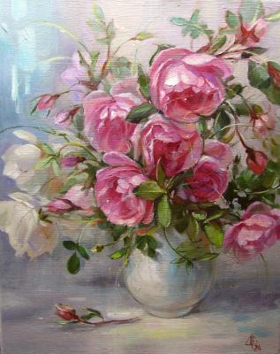 Bouquet in a white vase (Pink Still Life). Schavleva Svetlana