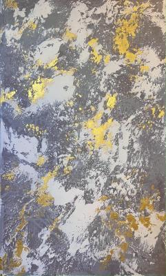 Large Grey Abstraction with Gold (Gold Elements). Skromova Marina