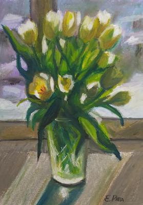 White tulips (Oil Pastel). Ripa Elena