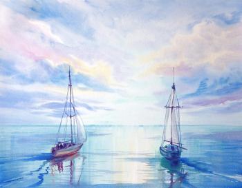 Two yachts (Painting In The Office). Mikhalskaya Katya