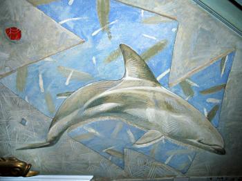 Dolphin. Composition to the right of entrance (ground floor of a kindergarten). Yudaev-Racei Yuri