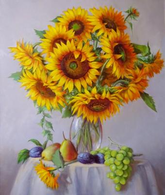 Sunflowers in a vase (Grapes Painting). Razumova Svetlana