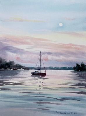 Yacht and Pink Dawn #2 (Dawn At Sea). Gorbacheva Evgeniya