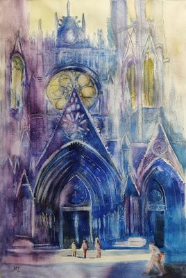 Church of Saint-Ouen in Rouen (Watercolor On Paper). Zozoulia Maria