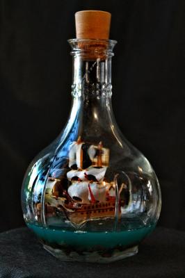 Miniature in a bottle. Ship (Symbol Of Well-Being). Kiselevich Gennadiy