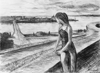 Girl looking at the bridge