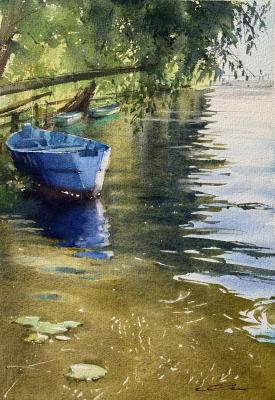 Blue Boat (Boat In The River). Gomzina Galina