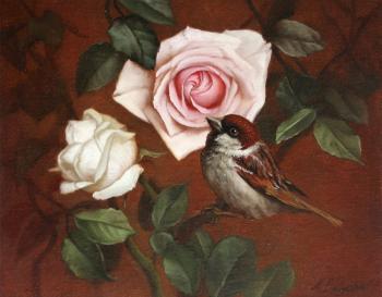 Sparrow and Roses II