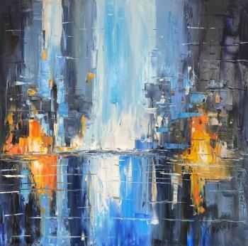City after the rain. Reflections (Canvas). Vevers Christina