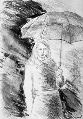 Girl under an umbrella. Smirnov Yuriy