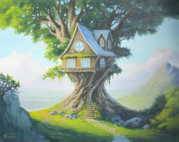 Tree House (Painting Fantasy Landscape). Samusheva Anastasiya
