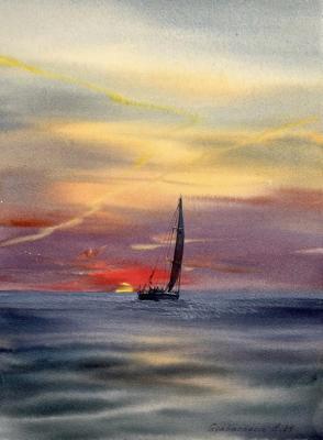 Orange sunset #22 (Orange Watercolor). Gorbacheva Evgeniya