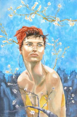 Spring in Her Eyes (Spring Portrait In Watercolor). Gayvoronskaya Elena