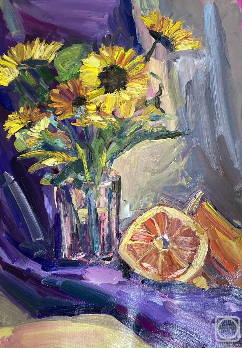 Bogdanova Mariya. Sunflowers and grapefruit