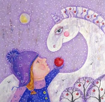 Tame the Unicorn (Painting For Nursery). Razina Elena