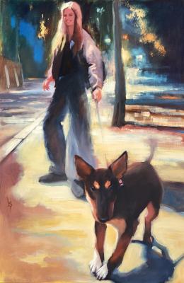 The Evening Stroll (Girl With A Dog). Sergeyeva Irina