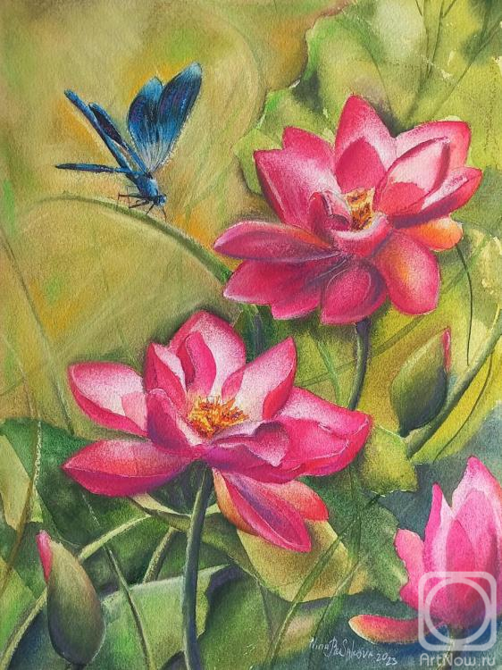 Rusakova Nina. Dragonfly and lotuses