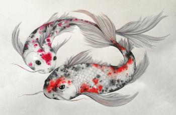 Coi carp (Koi Carp In Watercolor). Kildysh Marina