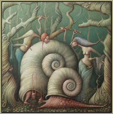 Forest fairy tale or Passion for big snails. Petran Vladimir