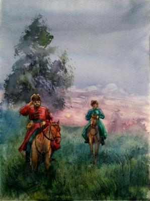 On the road (Horse Genre Painting). Goryushkina Anastasiya