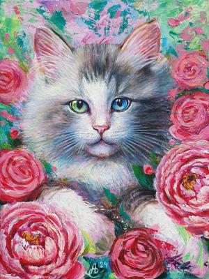 Cat in the Garden (The Palette Knife). Sokolova Lyudmila