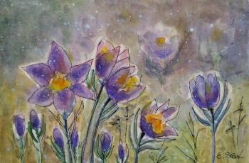 Snowdrops. Sleep is grass (Buy Watercolor). Savelyeva Elena