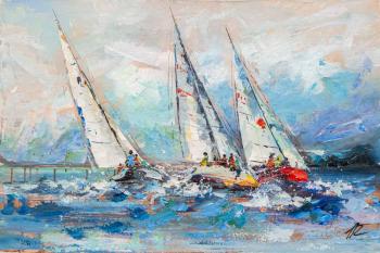 Regatta. Full sails to victory (Sea Oil Painting). Rodries Jose