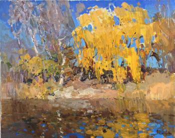 Sunny autumn. Old pond (Yellow Sky). Makarov Vitaly