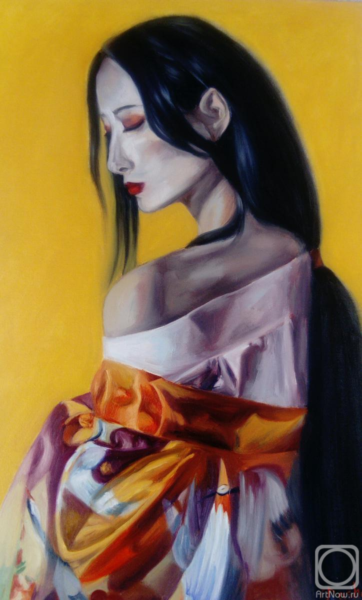 Chernousova Darya. The portrait of the girl in the bright kimono