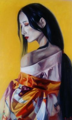 The portrait of the girl in the bright kimono. Chernousova Darya