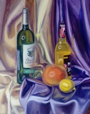 The still-life painting with the grapefruit and the lemon (Golden Hues). Chernousova Darya