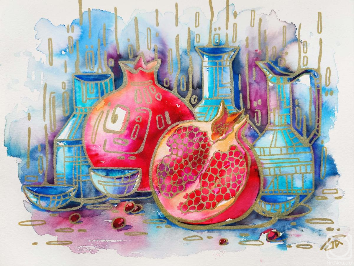 Belasla Yuliya. Still life with pomegranates