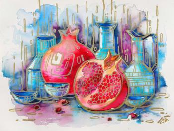 Still life with pomegranates (Stylish Graphics). Belasla Yuliya