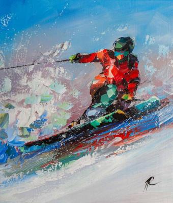 Skier. Descending from the mountain. Rodries Jose