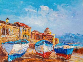 Resting boats (Seascape Oil Painting). Vlodarchik Andjei