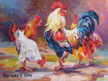 Chickens and rooster (). Kruglova Irina