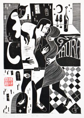 Tango at La Boca (Linocut). Ivanov Sergey